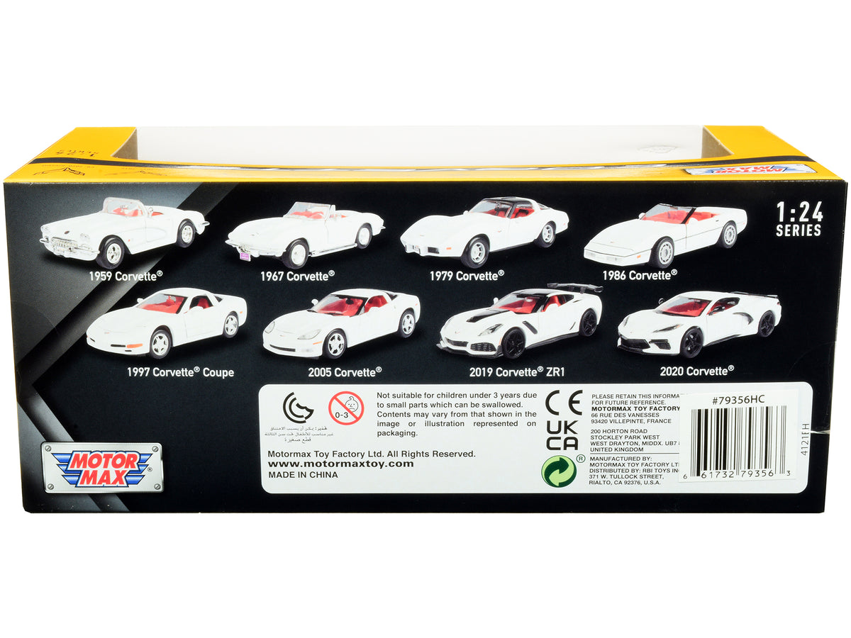 2019 Chevrolet Corvette C7 ZR1 White and Black with Red Interior "History of Corvette" Series 1/24 Diecast Model Car by Motormax - image 2