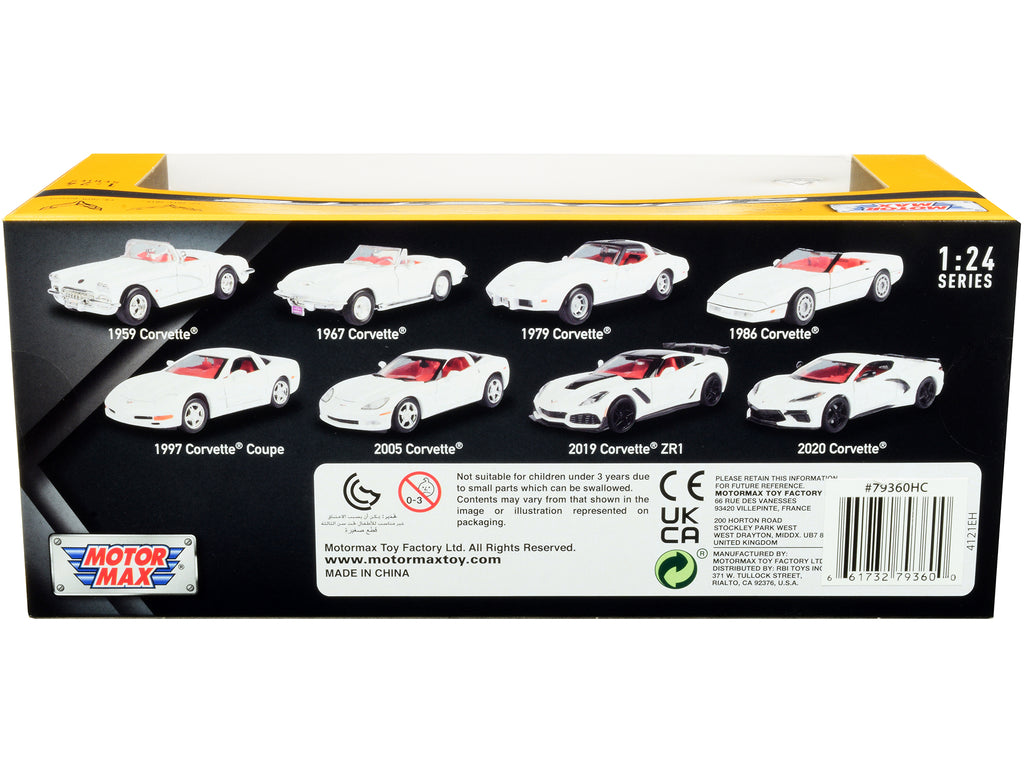 2020 Chevrolet Corvette C8 Stingray White with Red Interior "History of Corvette" Series 1/24 Diecast Model Car by Motormax - image 2