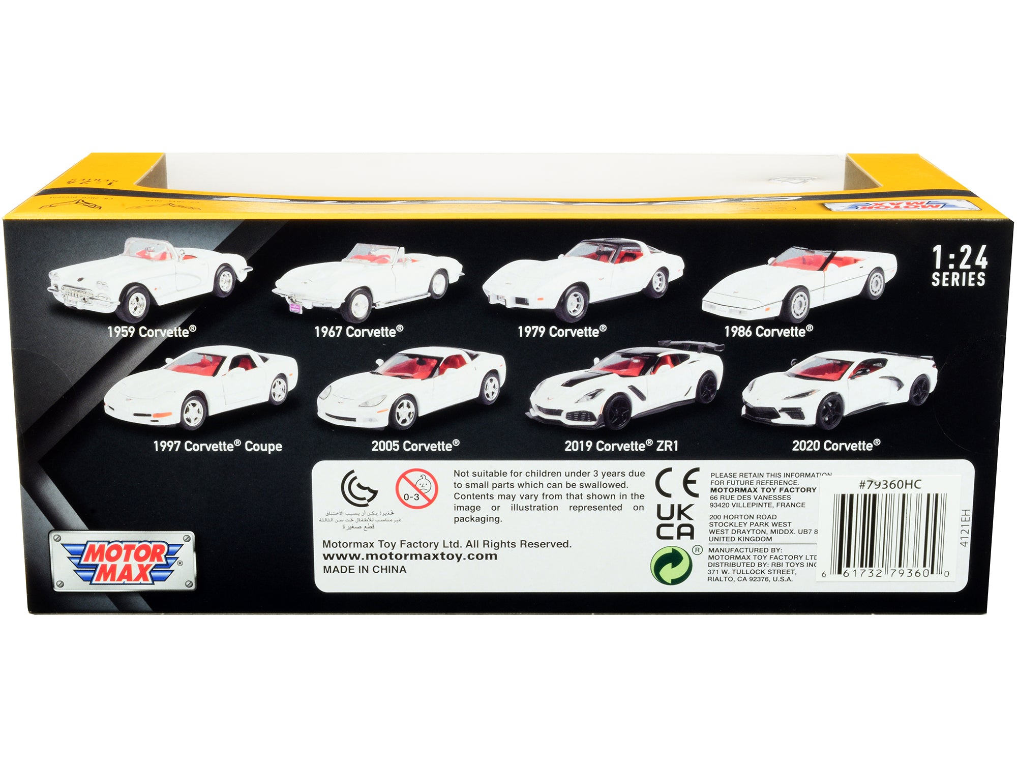 2020 Chevrolet Corvette C8 Stingray White with Red Interior "History of Corvette" Series 1/24 Diecast Model Car by Motormax - image 2