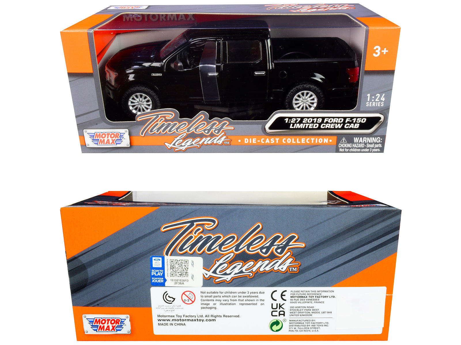 2019 Ford F-150 Limited Crew Cab Pickup Truck Black 1/24-1/27 Diecast Model Car by Motormax - image 3