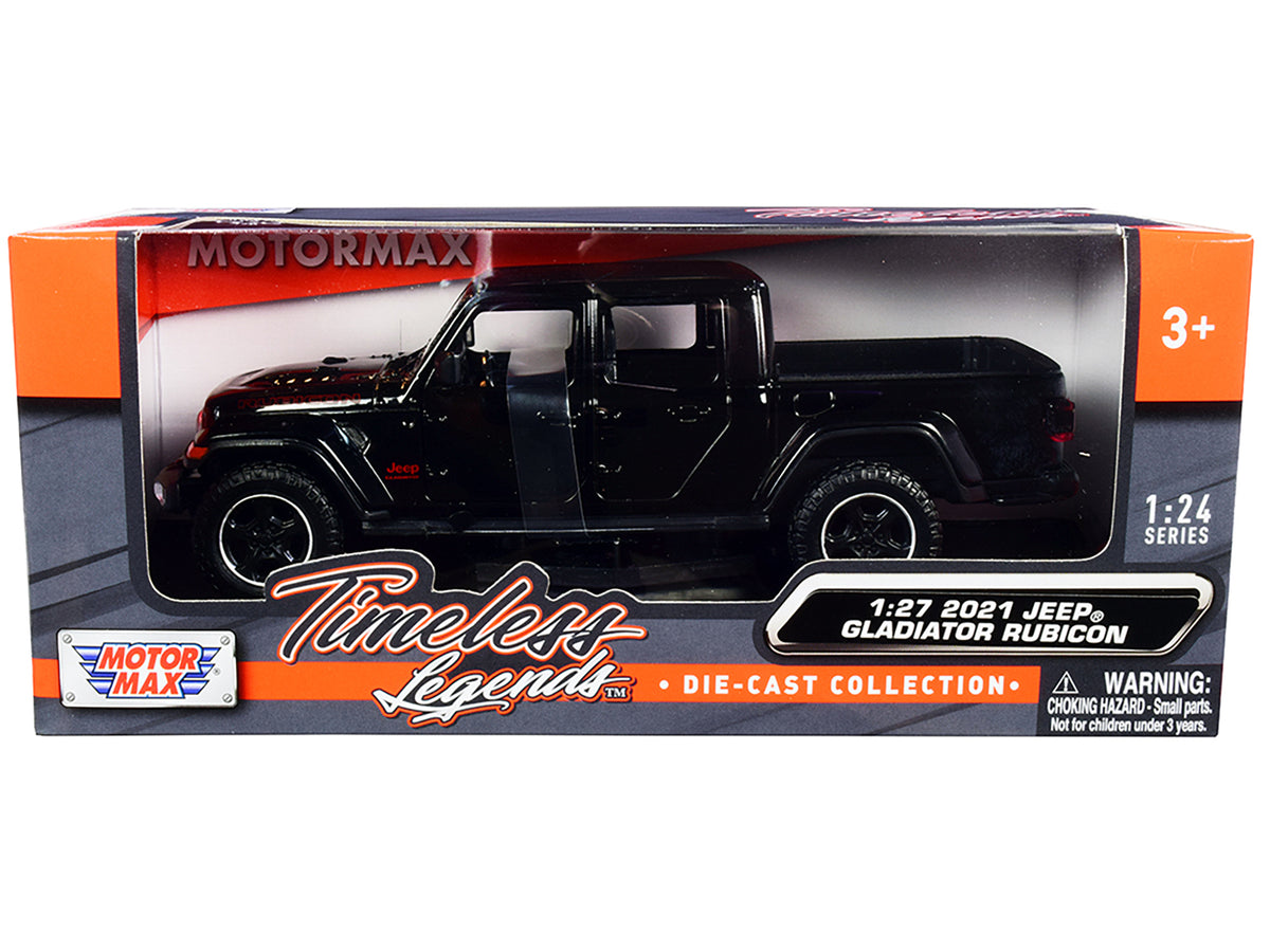 2021 Jeep Gladiator Rubicon (Closed Top) Pickup Truck Black 1/24-1/27 Diecast Model Car by Motormax - image 3