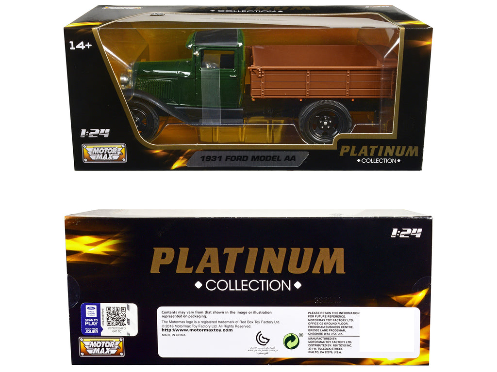 1931 Ford Model AA Pickup Truck Dark Green and Black "Platinum Collection" Series 1/24 Diecast Model Car by Motormax - image 3
