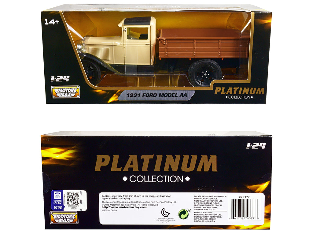 1931 Ford Model AA Pickup Truck Cream and Black "Platinum Collection" Series 1/24 Diecast Model Car by Motormax - image 3