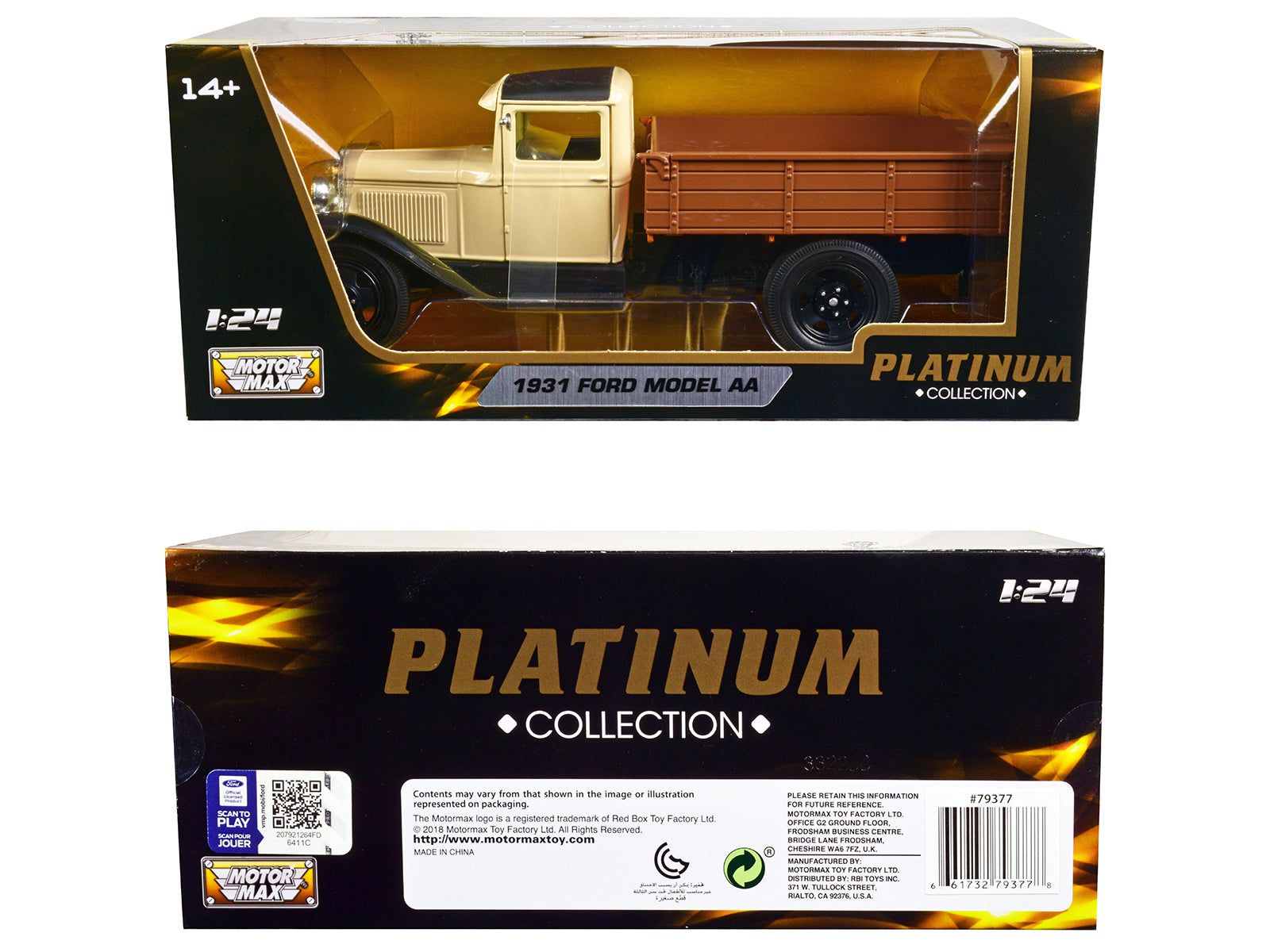 1931 Ford Model AA Pickup Truck Cream and Black "Platinum Collection" Series 1/24 Diecast Model Car by Motormax - image 3