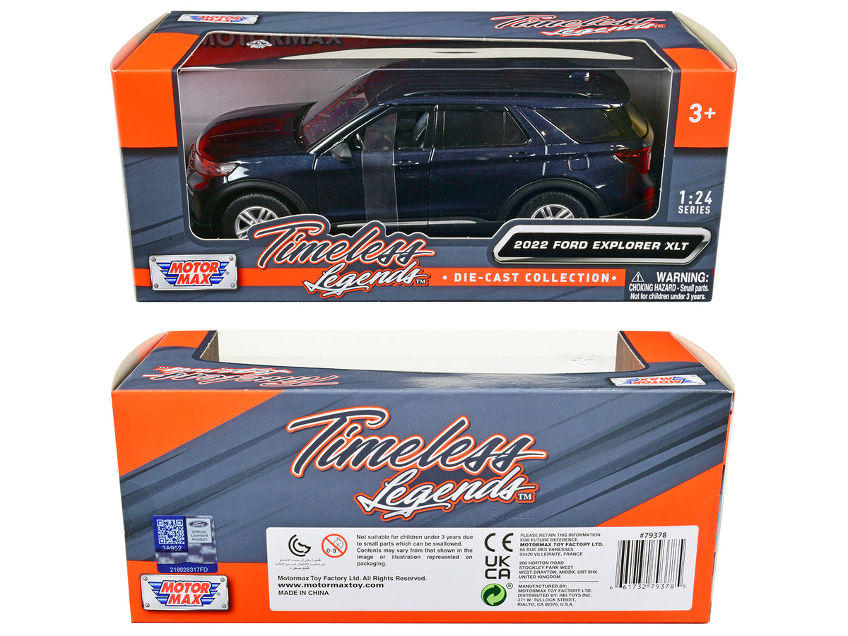 2022 Ford Explorer XLT Dark Blue Metallic "Timeless Legends" Series 1/24 Diecast Model Car by Motormax - image 3