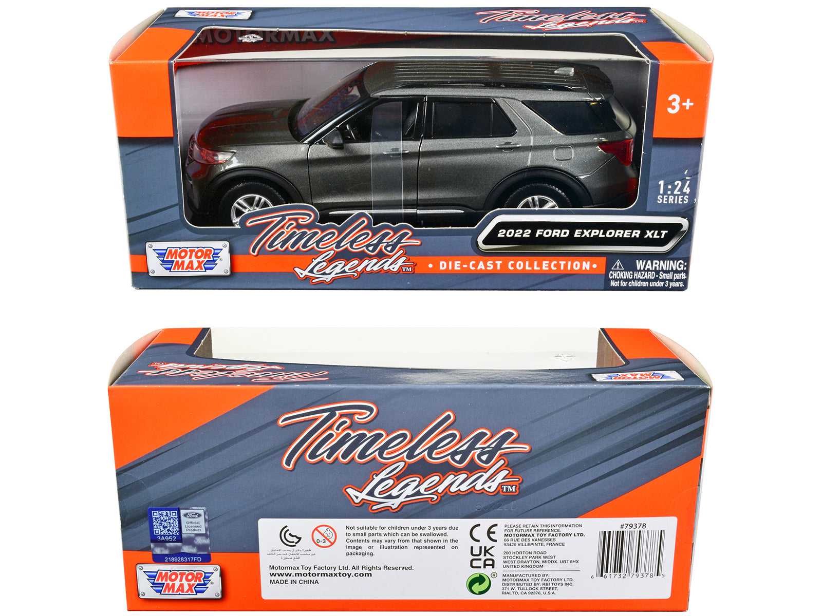 2022 Ford Explorer XLT Gray Metallic "Timeless Legends" Series 1/24 Diecast Model Car by Motormax - image 3