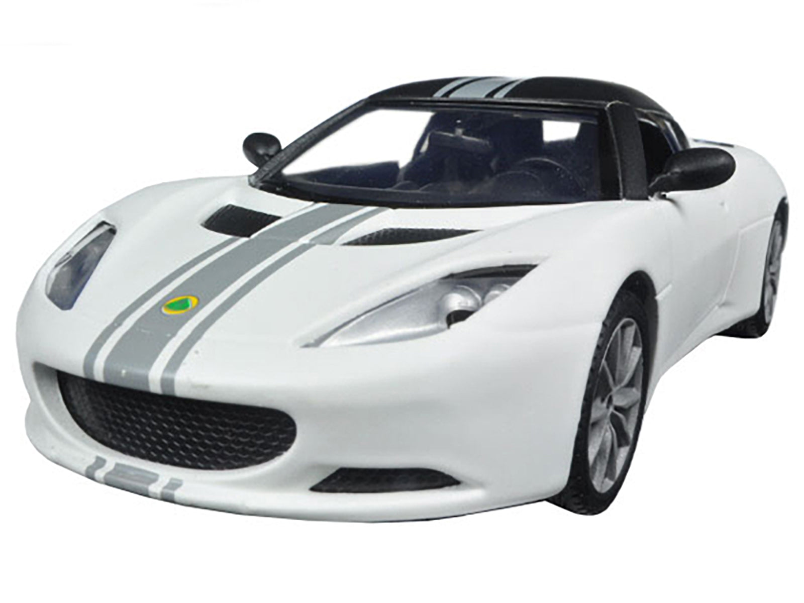 Lotus Evora S Matt White with Black Top and Gray Stripes "Satin Paint" Series 1/24 Diecast Model Car by Motormax - image 2