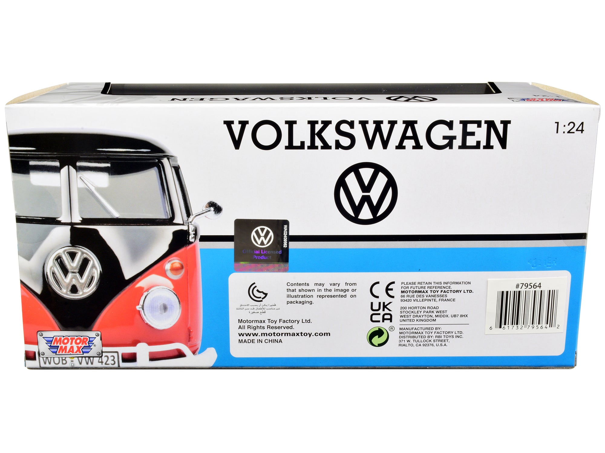 Volkswagen Type 2 (T1) Fire Van "Feuerwehr" Red 1/24 Diecast Model Car by Motormax - image 2