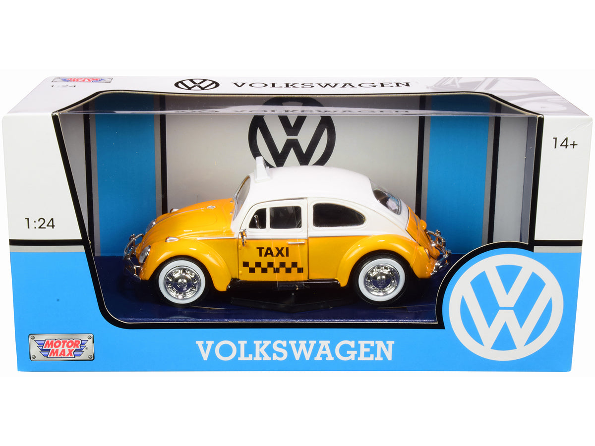 1966 Volkswagen Beetle "Taxi" Yellow with White Top 1/24 Diecast Model Car by Motormax - image 2
