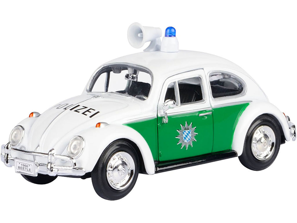 1966 Volkswagen Beetle German Police Car White and Green 1/24 Diecast Model Car by Motormax - image 2