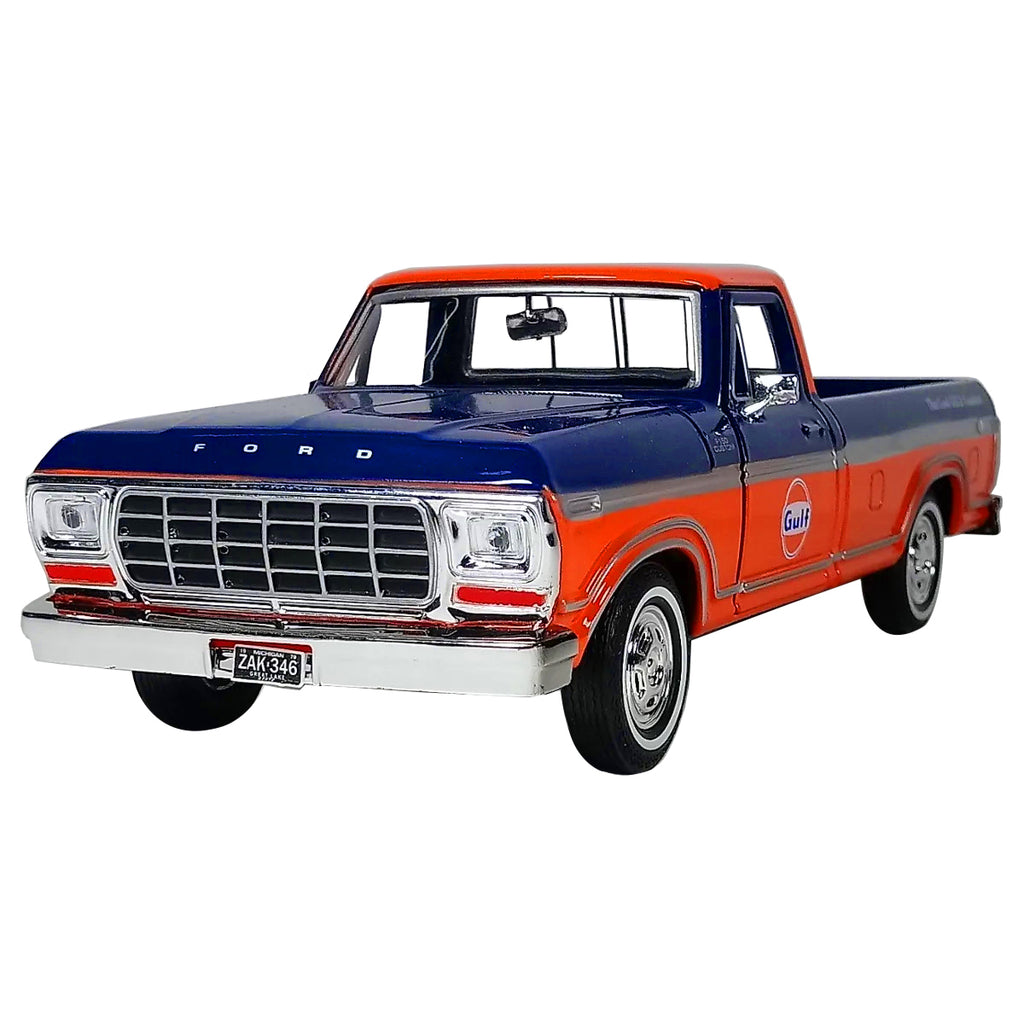 1979 Ford F-150 Custom Pickup Truck "Gulf" Dark Blue and Orange 1/24 Diecast Model Car by Motormax - image 2