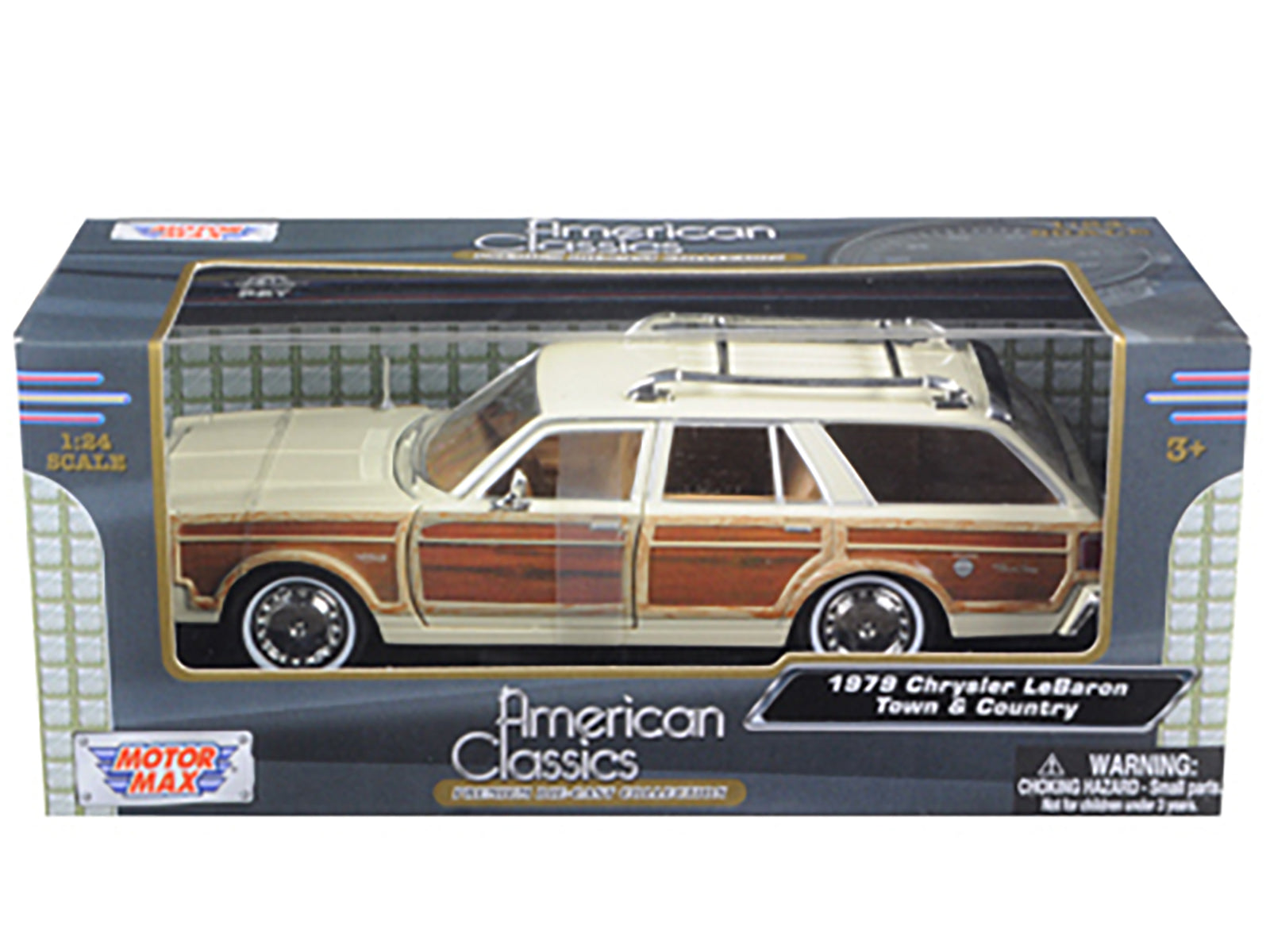 1979 Chrysler Lebaron Town & Country Cream 1/24 Diecast Model Car by Motormax - image 3