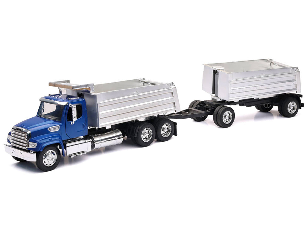 Freightliner 114SD Dump Truck with Twin Dump Body Blue "Long Haul Trucker" Series 1/32 Diecast Model by New Ray - image 2