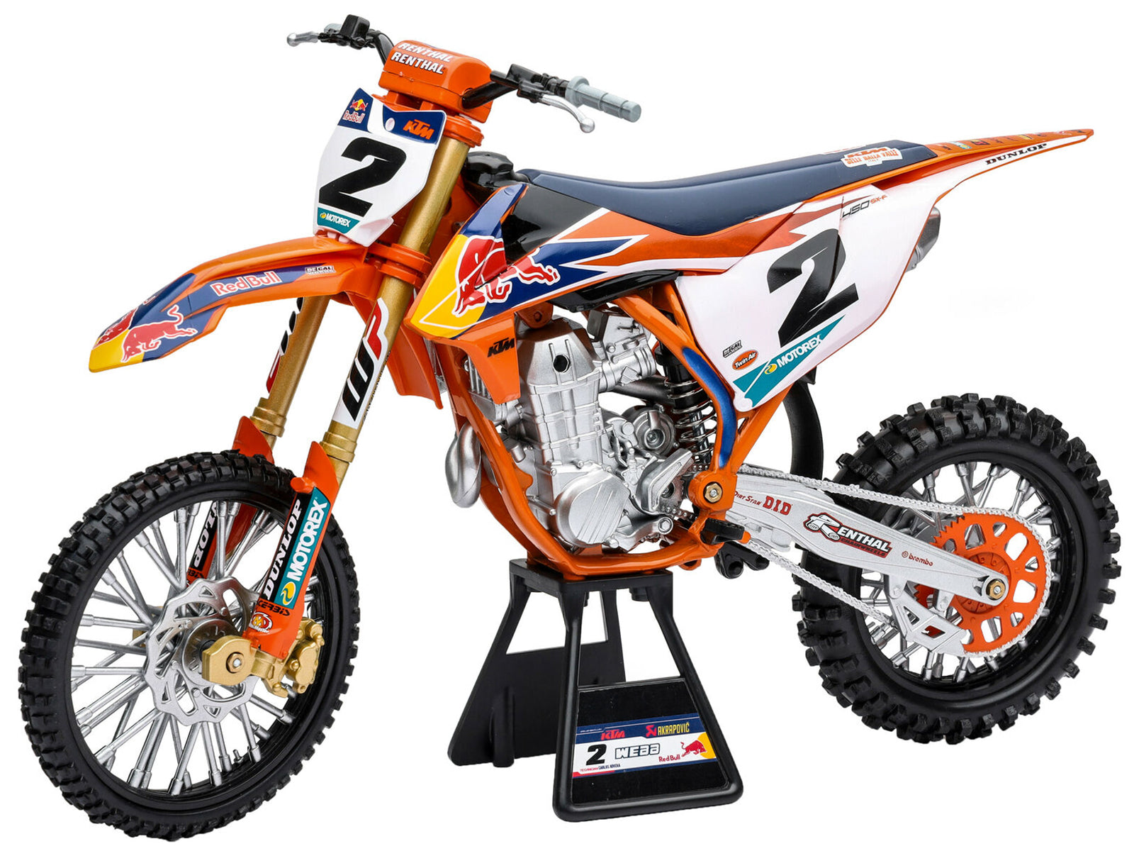 KTM 450 SX-F #2 Cooper Webb "Red Bull KTM Factory Racing" SuperCross 1/6 Diecast Model by New Ray - image 2