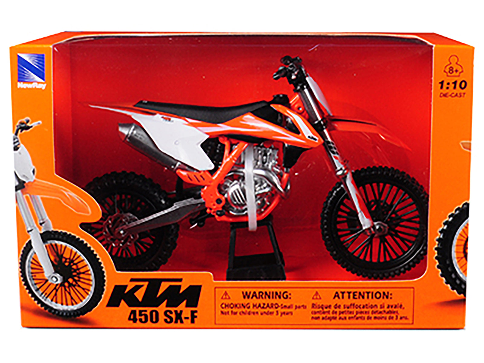 KTM 450 SX-F Dirt Bike Orange and White 1/10 Diecast Motorcycle Model by New Ray - image 3
