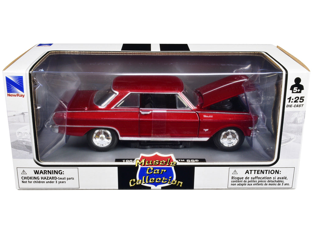 1964 Chevrolet Nova SS Burgundy "Muscle Car Collection" 1/25 Diecast Model Car by New Ray - image 3