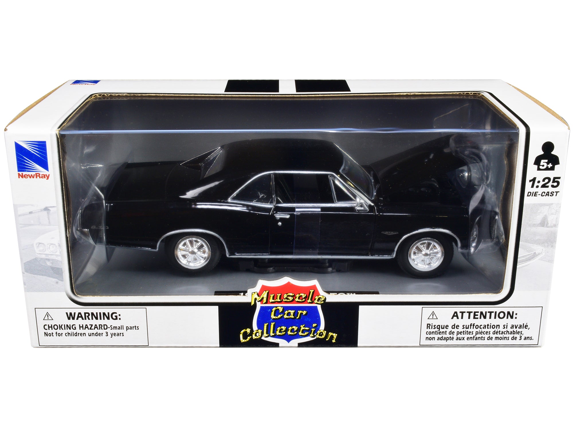 1966 Pontiac GTO Black "Muscle Car Collection" 1/25 Diecast Model Car by New Ray - image 3
