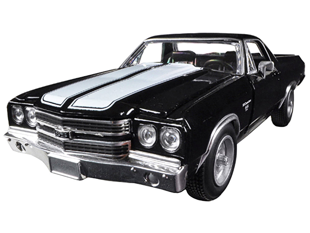 1970 Chevrolet El Camino SS Black with White Stripes "Muscle Car Collection" 1/25 Diecast Model Car by New Ray - image 2
