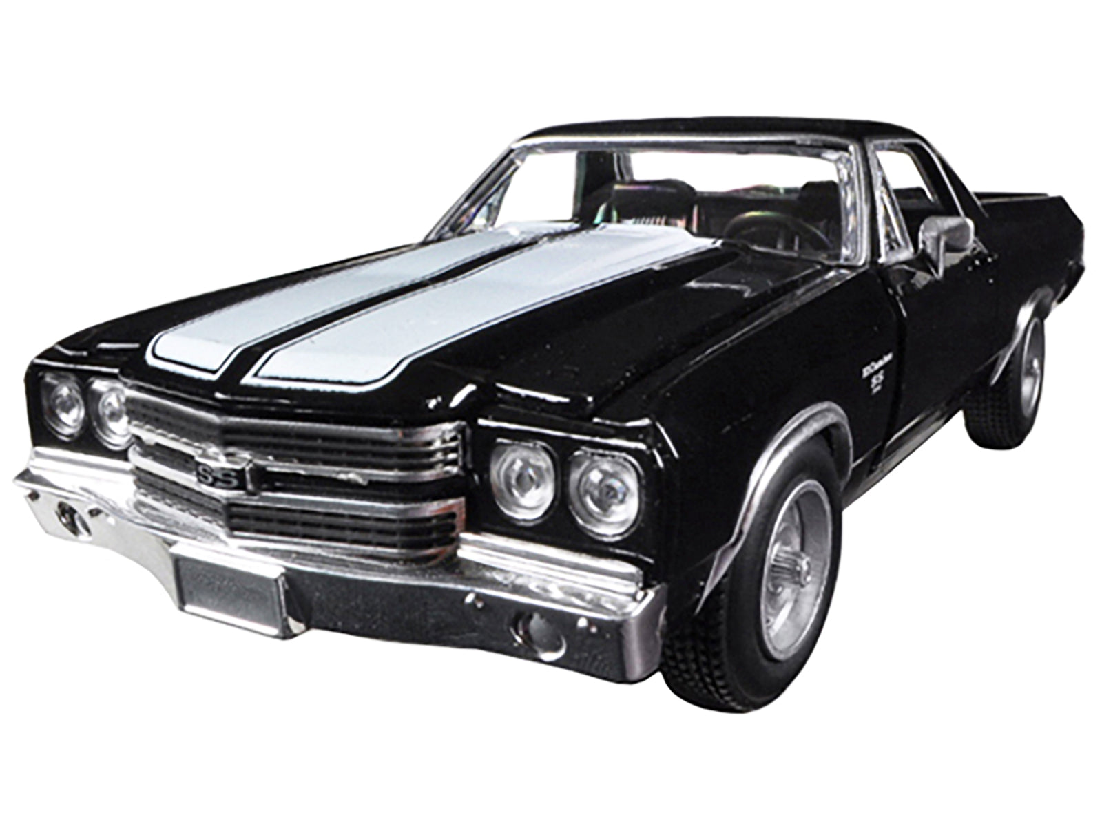 1970 Chevrolet El Camino SS Black with White Stripes "Muscle Car Collection" 1/25 Diecast Model Car by New Ray - image 2
