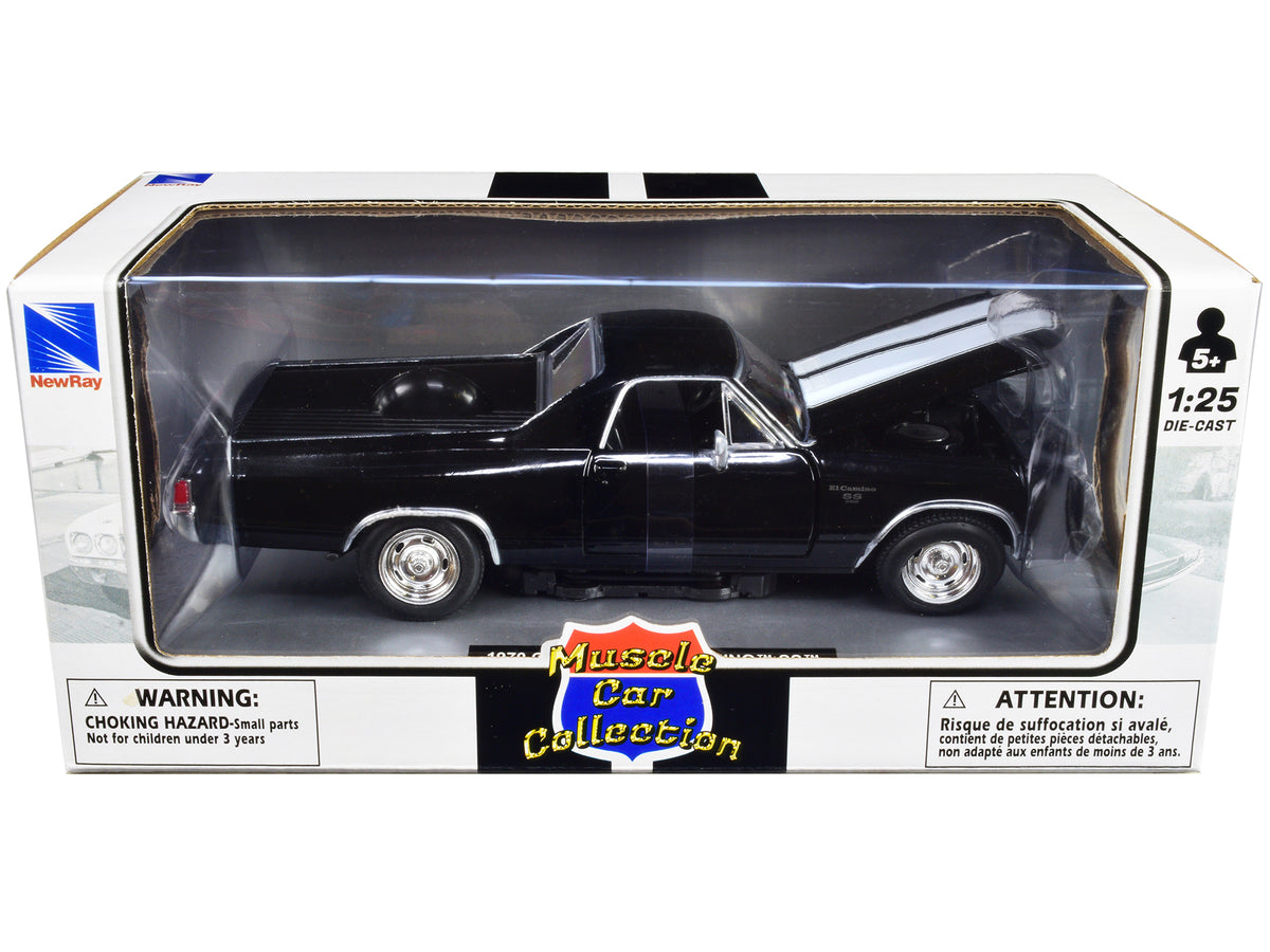 1970 Chevrolet El Camino SS Black with White Stripes "Muscle Car Collection" 1/25 Diecast Model Car by New Ray - image 3