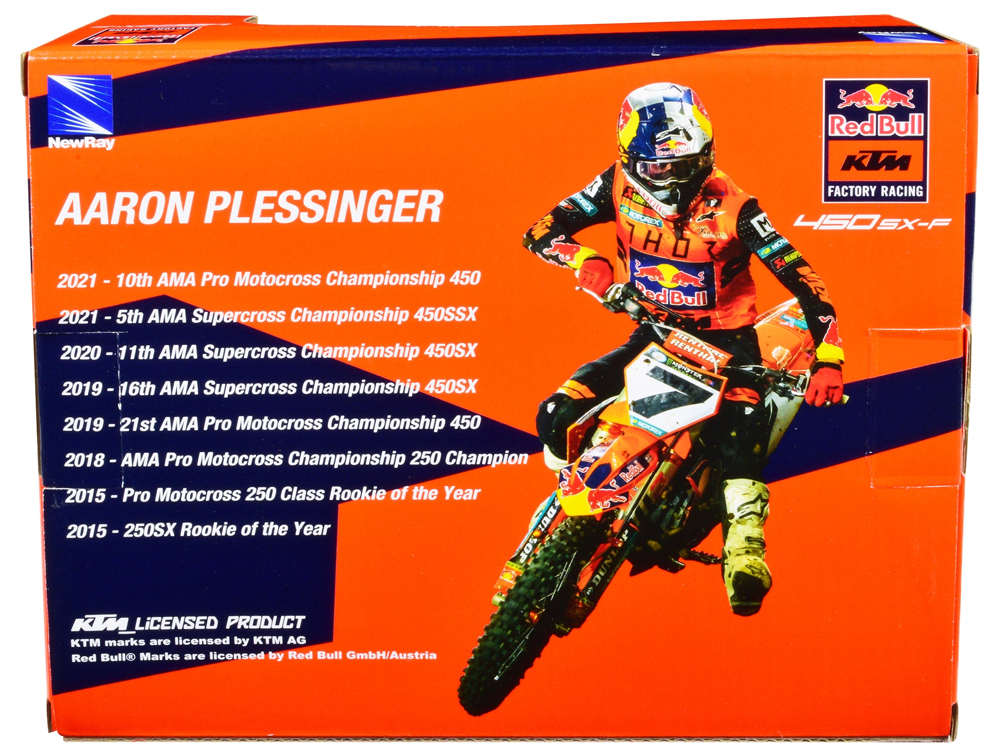KTM 450 SX-F Motorcycle #7 Aaron Plessinger "Red Bull KTM Factory Racing" 1/12 Diecast Model by New Ray - image 2