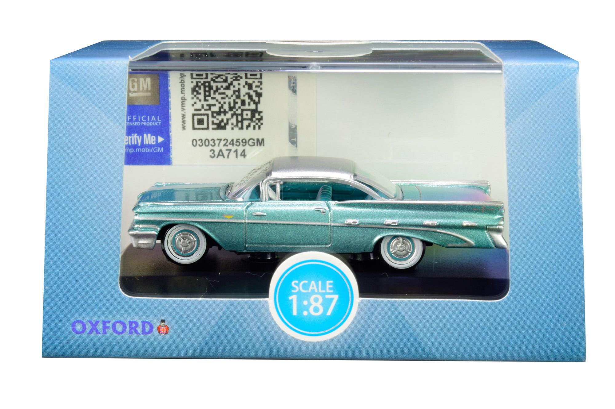 1959 Pontiac Bonneville Coupe Seaspray Green with Silver Top 1/87 (HO) Scale Diecast Model Car by Oxford Diecast - image 3