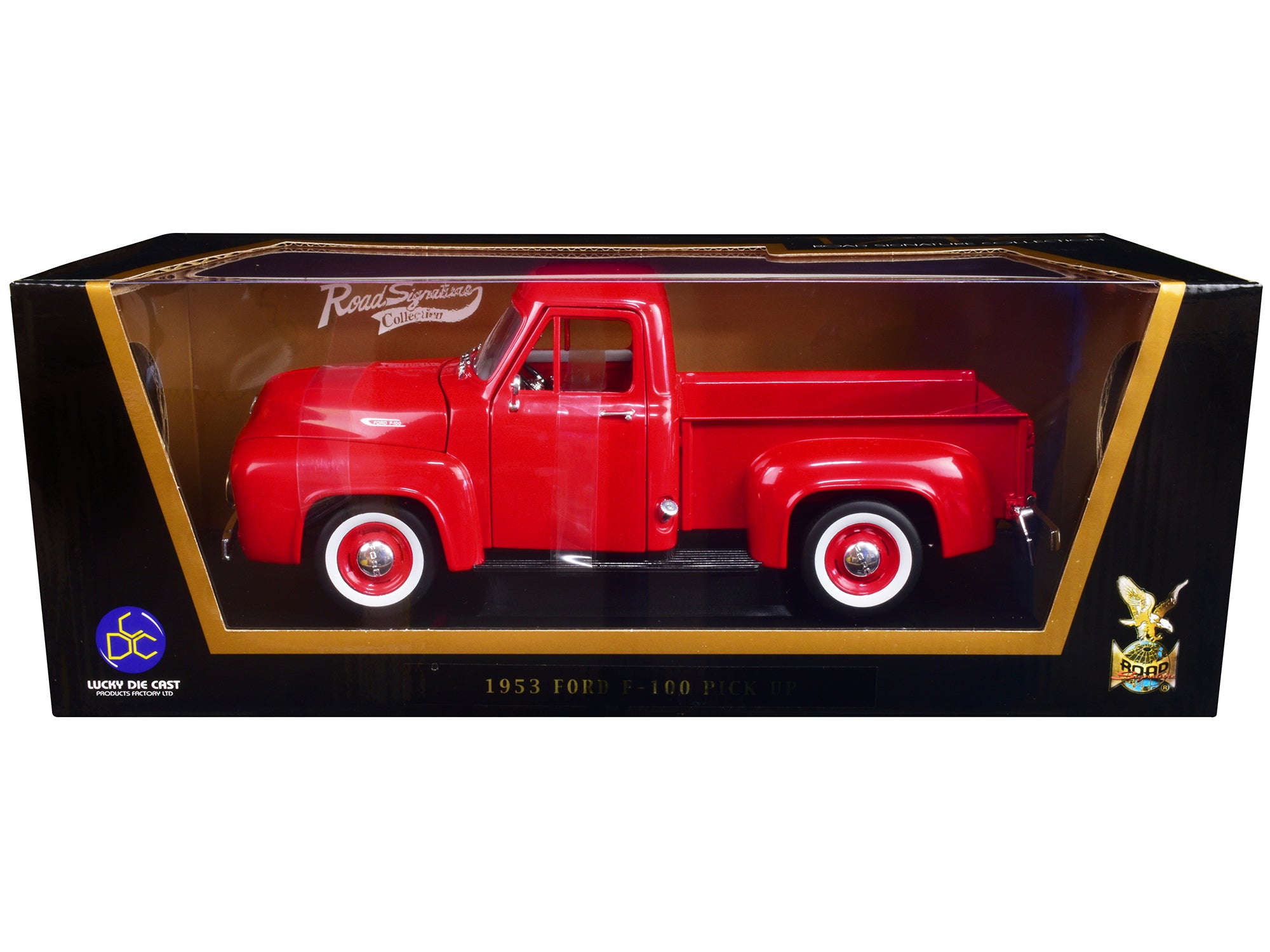 1953 Ford F-100 Pickup Truck Red 1/18 Diecast Model Car by Road Signature - image 3