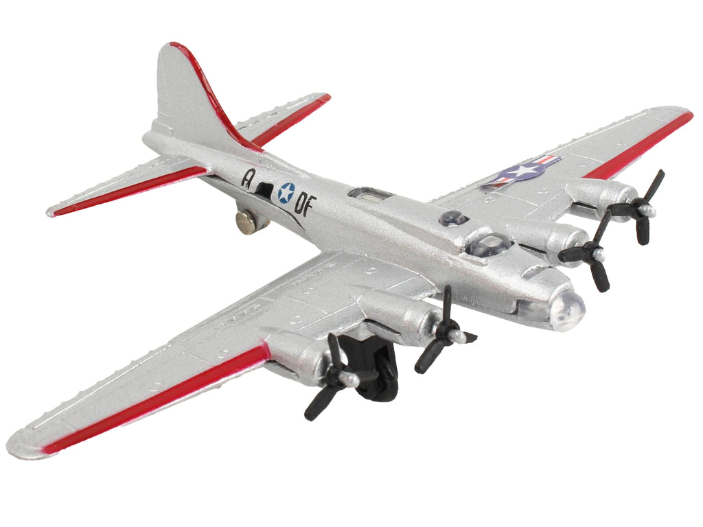 Boeing B-17 Flying Fortress Bomber Aircraft Silver Metallic "United States Army Air Force" with Runway Section Diecast Model Airplane by Runway24 - image 3
