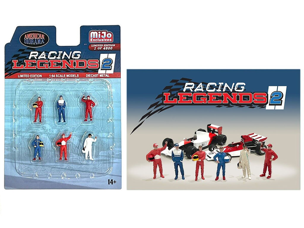 "Racing Legends 2" 6 piece Diecast Set (6 Driver Figures) Limited Edition to 4800 pieces Worldwide for 1/64 Scale Models by American Diorama - image 2