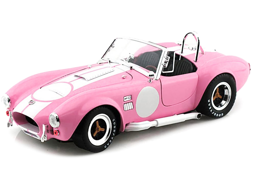 1965 Shelby Cobra 427 S/C Pink with White Stripes with Printed Carroll Shelby Signature's on the Trunk 1/18 Diecast Model Car by Shelby Collectibles - image 2