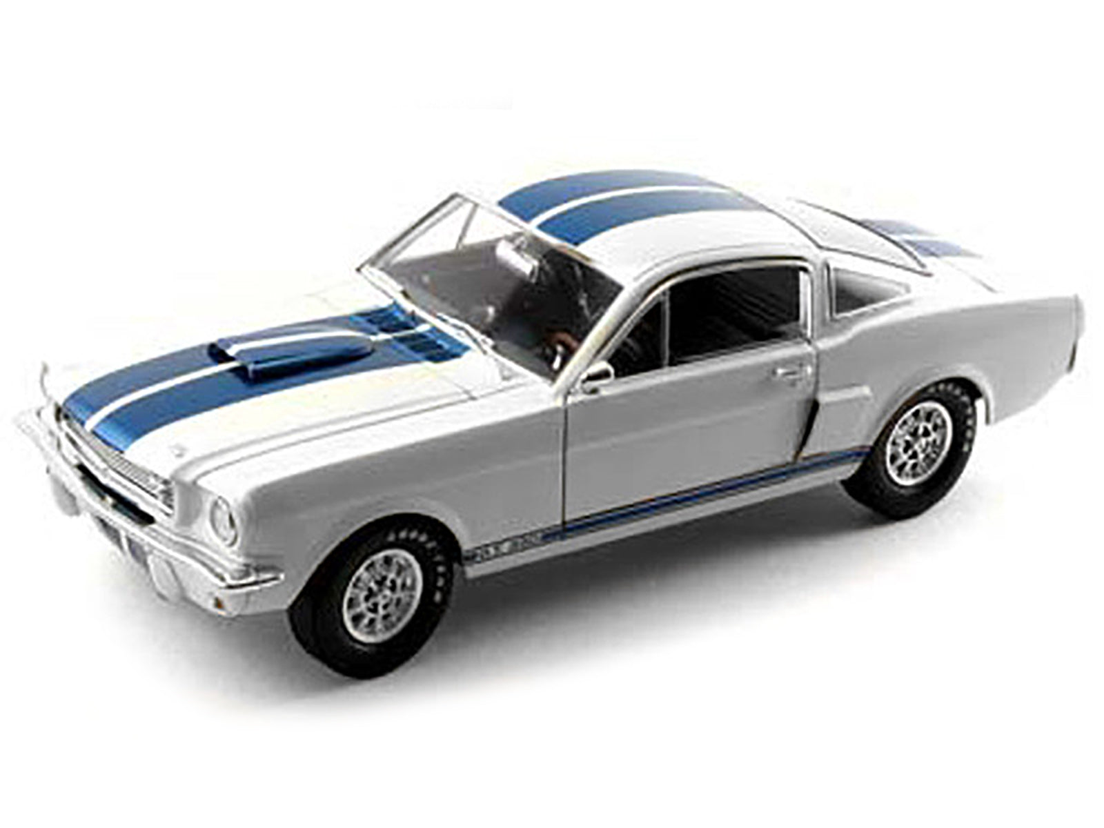 1966 Ford Mustang Shelby GT350 White with Blue Stripes 1/18 Diecast Model Car by Shelby Collectibles - image 2