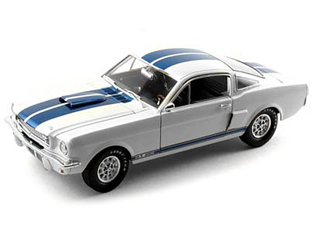 1966 Ford Mustang Shelby GT350 White with Blue Stripes 1/18 Diecast Model Car by Shelby Collectibles - image 2