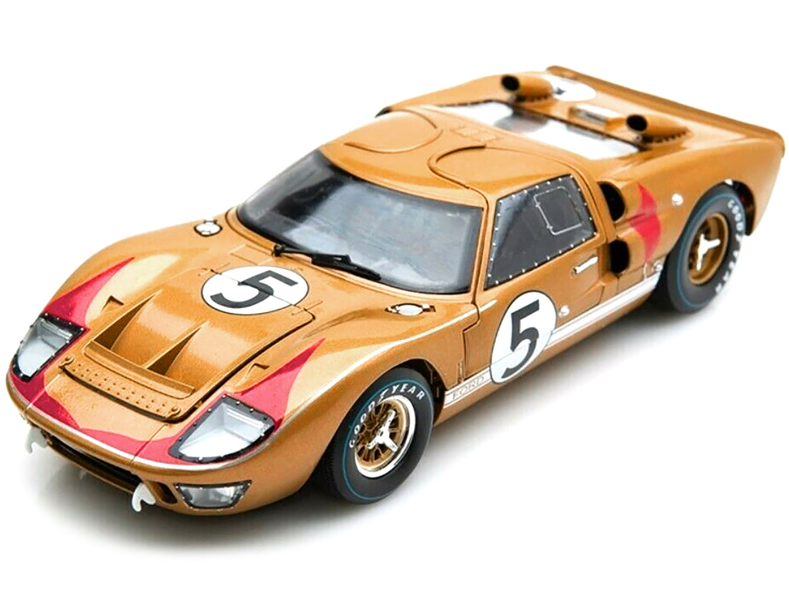 1966 Ford GT-40 MK II RHD (Right hand Drive) #5 Gold 24H of Le Mans 1/18 Diecast Model Car by Shelby Collectibles - image 2