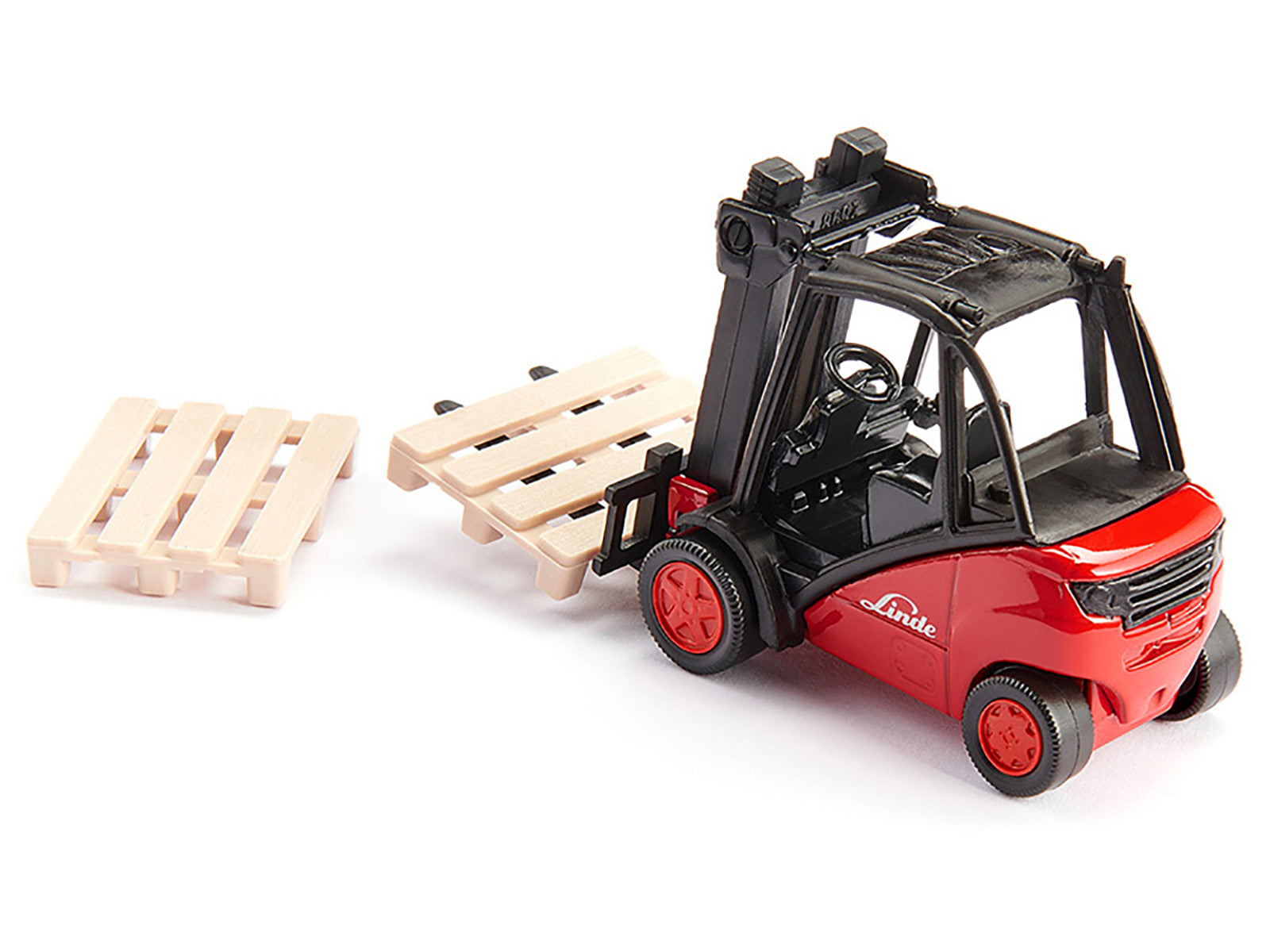 Linde Forklift Truck Red with 2 Pallet Accessories 1/50 Diecast Model by Siku - image 4