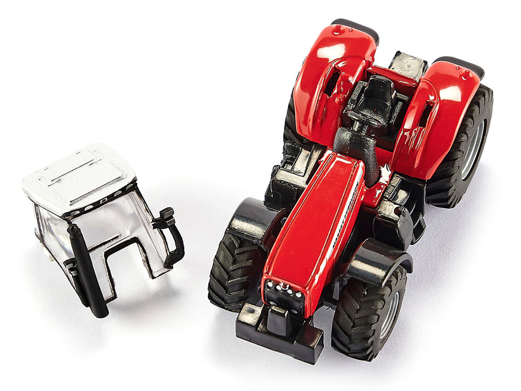 Massey Ferguson 8480 Dyna VT Tractor Red with Silver Top and Krampe Dump Trailer Red 1/87 (HO) Diecast Models by Siku - image 5