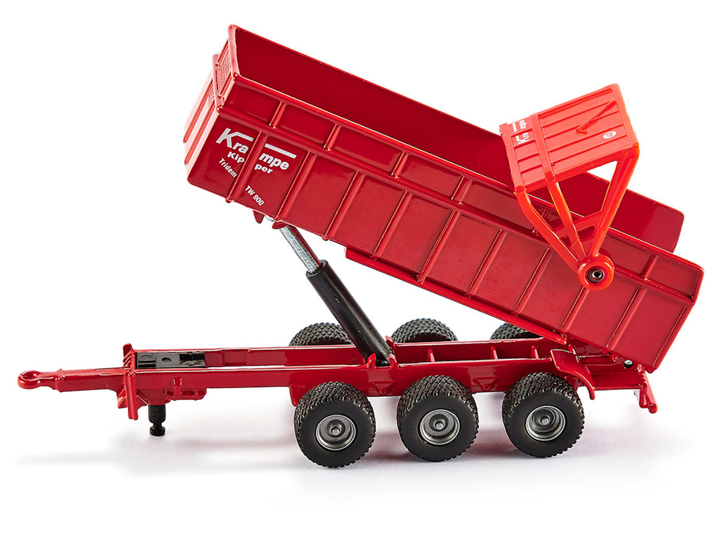Massey Ferguson 8480 Dyna VT Tractor Red with Silver Top and Krampe Dump Trailer Red 1/87 (HO) Diecast Models by Siku - image 4