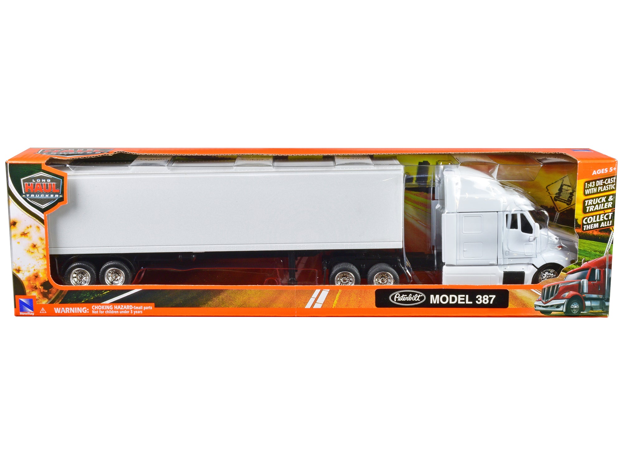 Peterbilt 387 Truck with Dry Goods Trailer White "Long Haul Trucker" Series 1/43 Diecast Model by New Ray - image 3