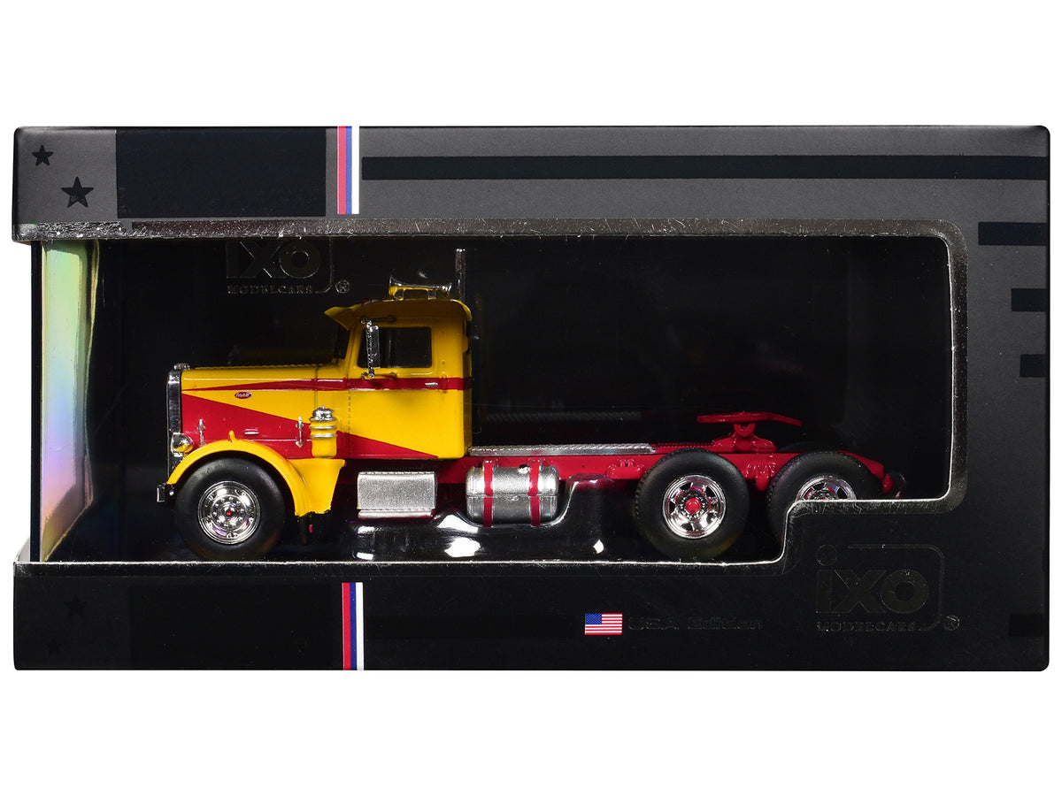 1963 Peterbilt 381 Truck Tractor Yellow with Red Graphics 1/64 Diecast Model Car by IXO Models