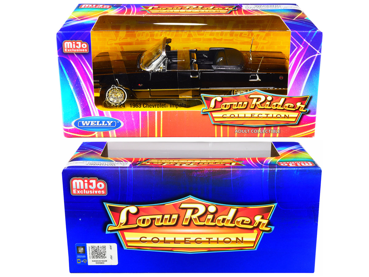 1963 Chevrolet Impala SS Convertible Black "Low Rider Collection" 1/24 Diecast Model Car by Welly - image 3